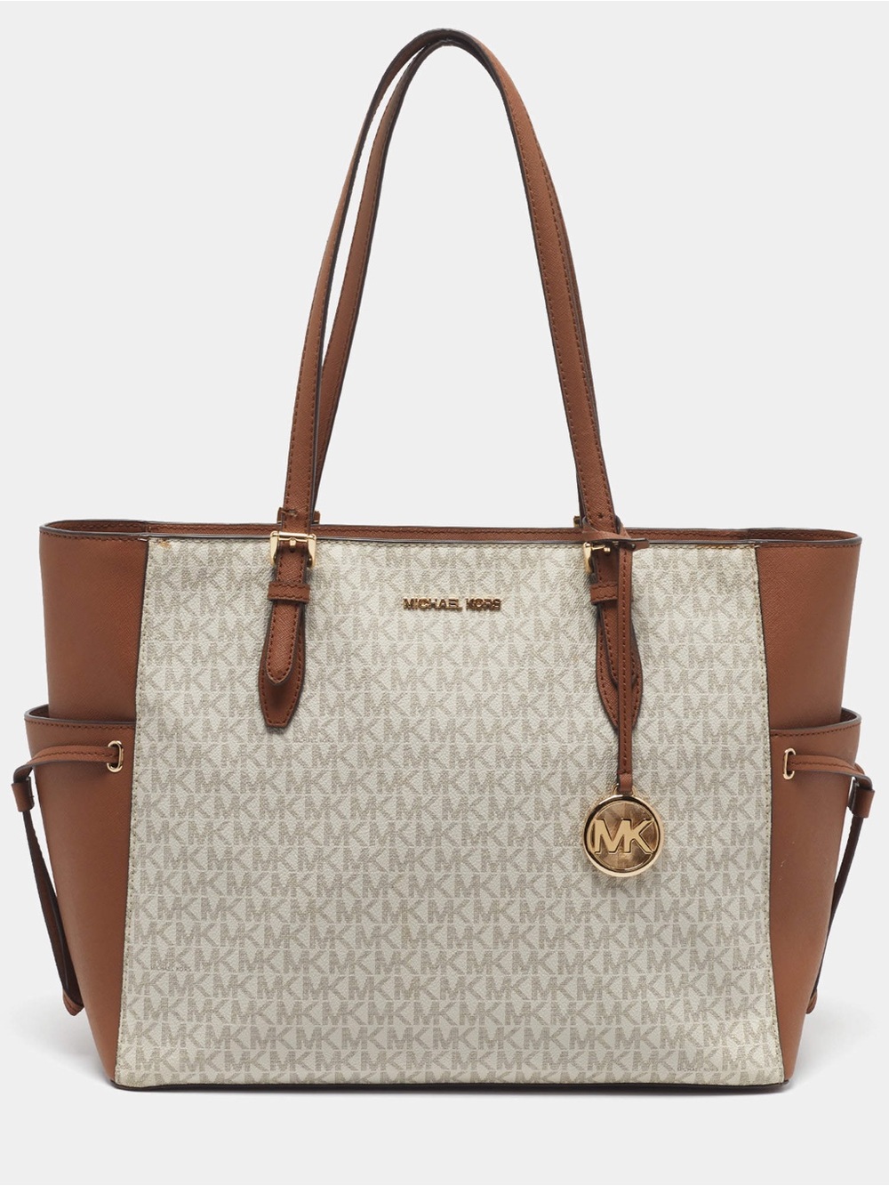 Michael Kors Gilly Large Drawstring Tote in Vanilla MK Signature
